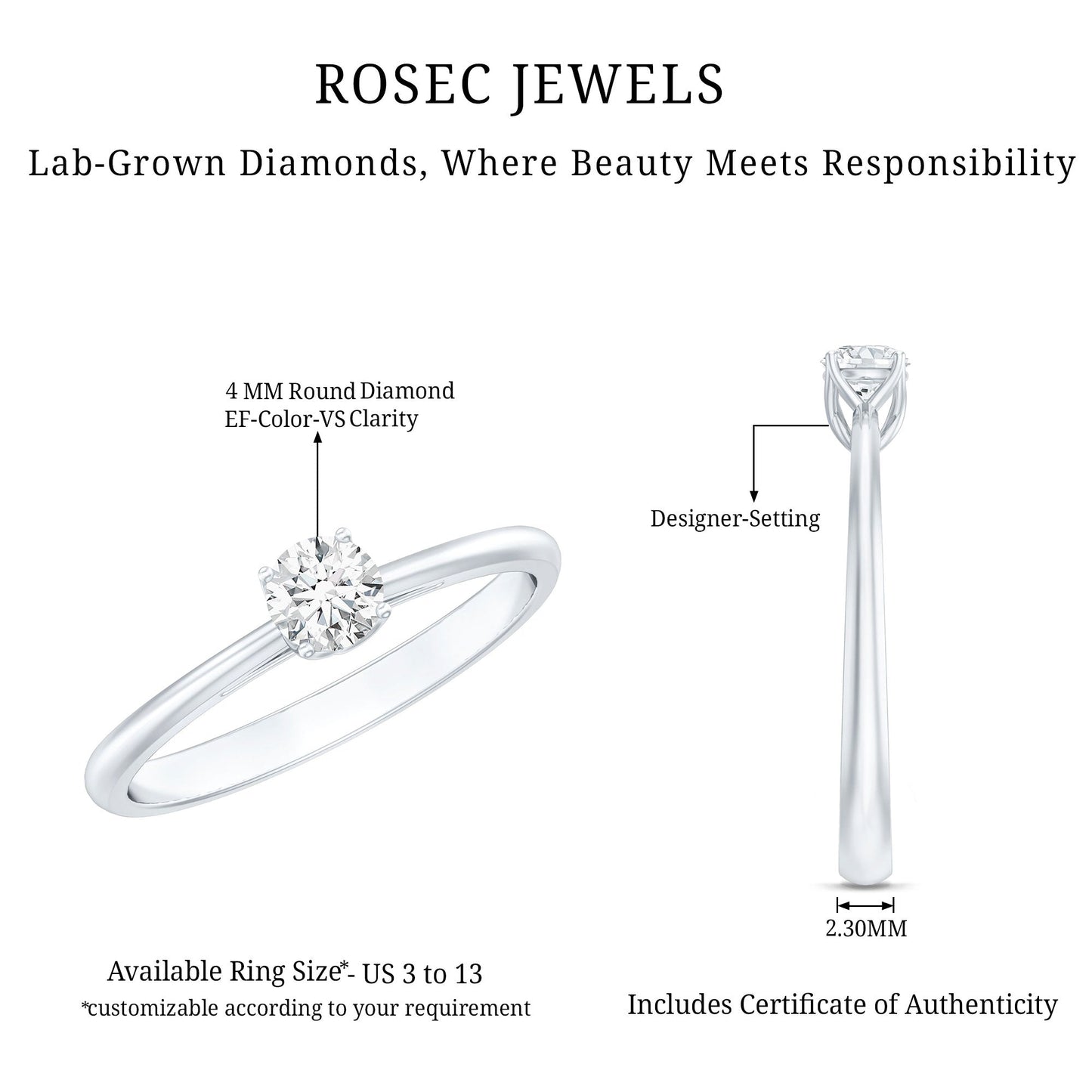Lab Grown Diamond Solitaire Promise Ring For Women