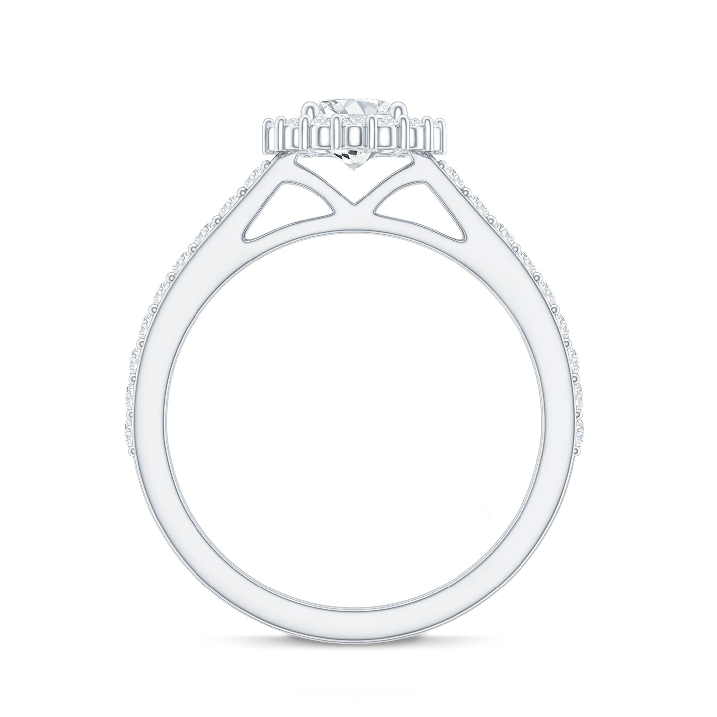 Lab Grown Diamond Halo Engagement Ring With Side Stones