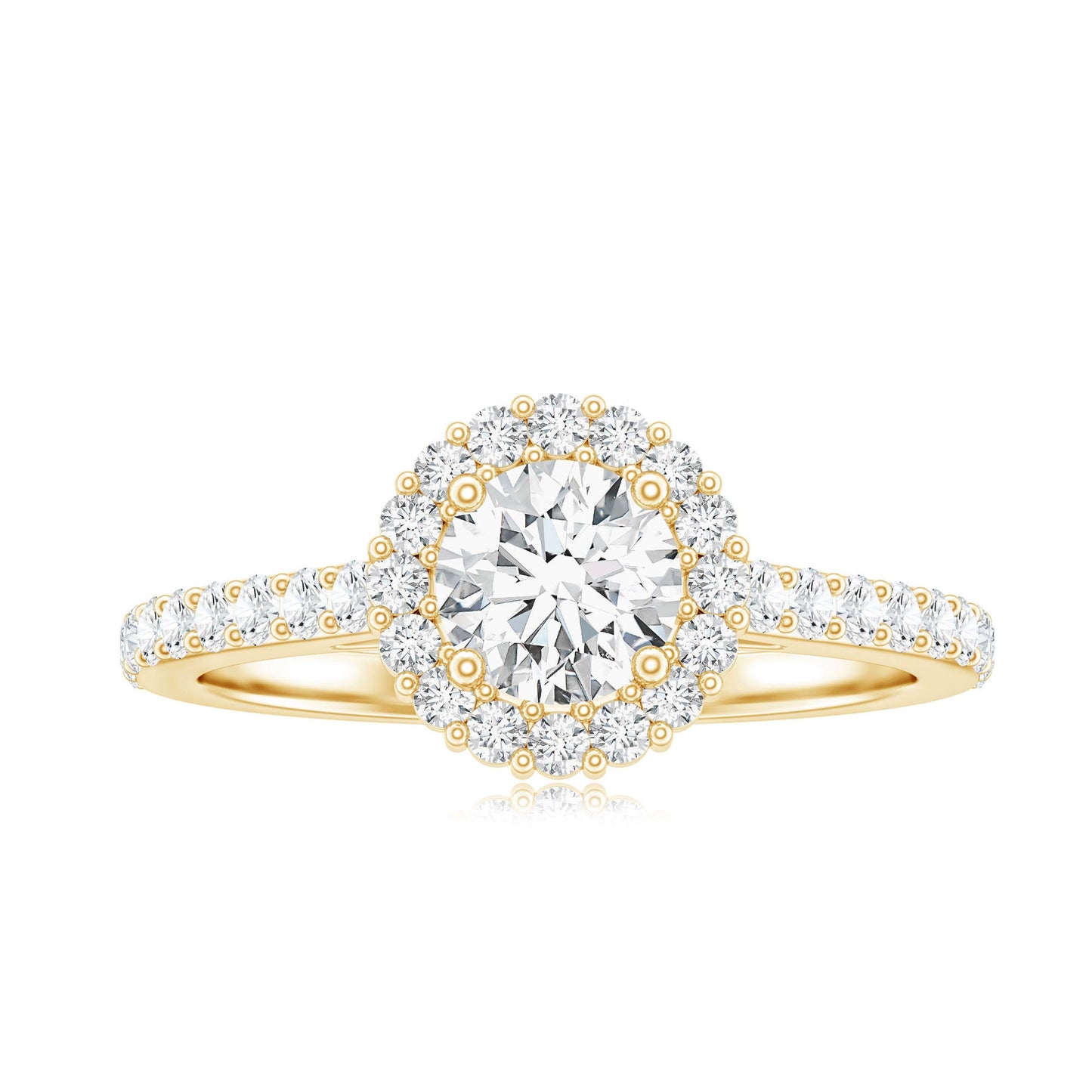 Lab Grown Diamond Halo Engagement Ring With Side Stones
