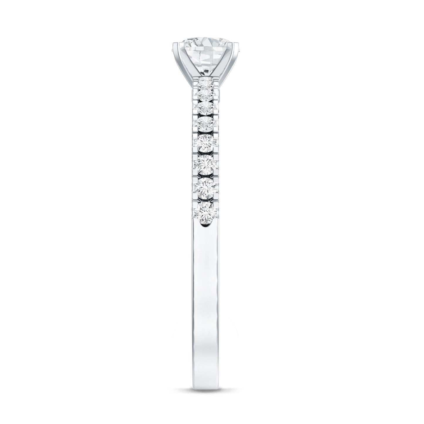 0.4 Carat Lab Grown Diamond Simple Engagement Ring with Side Stones