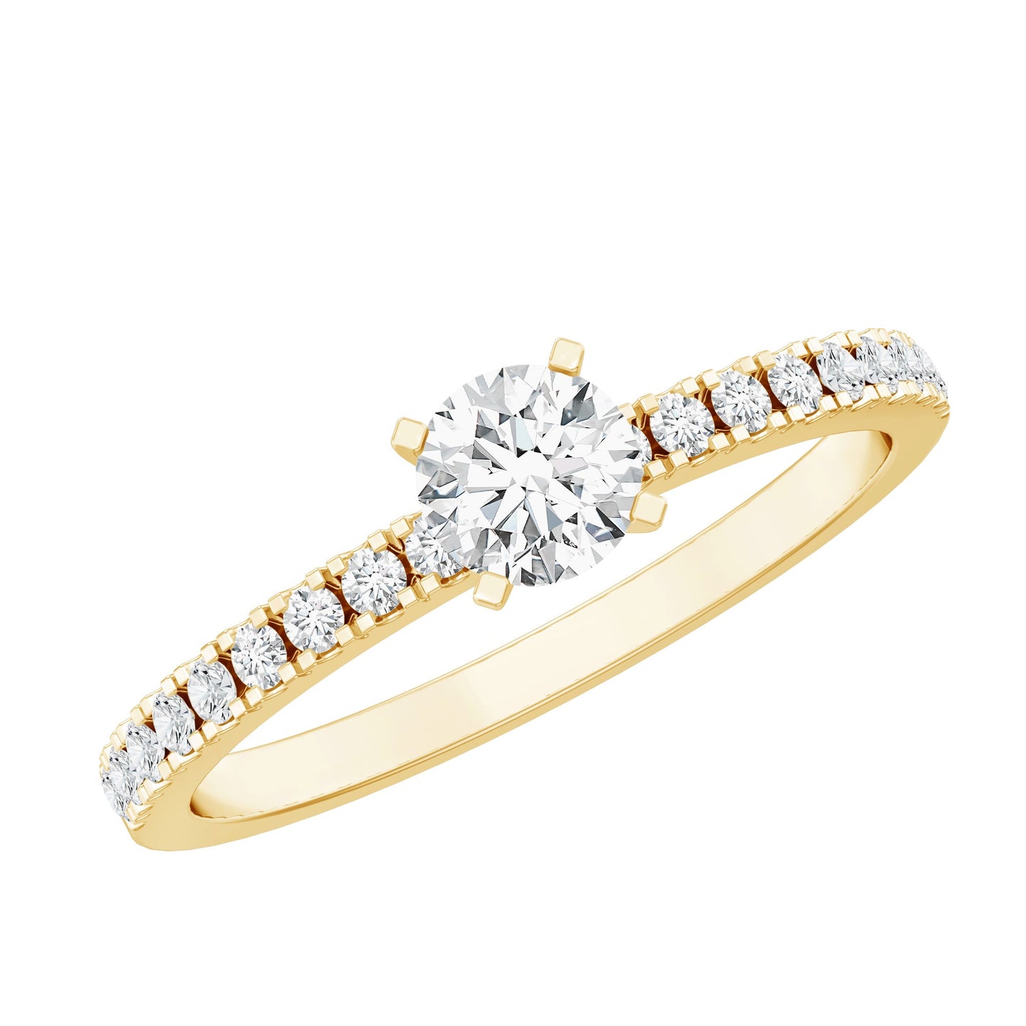 0.4 Carat Lab Grown Diamond Simple Engagement Ring with Side Stones
