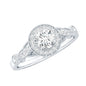 Vintage Looking 0.4 Carat Lab Grown Diamond Halo Engagement Ring With Side Stones