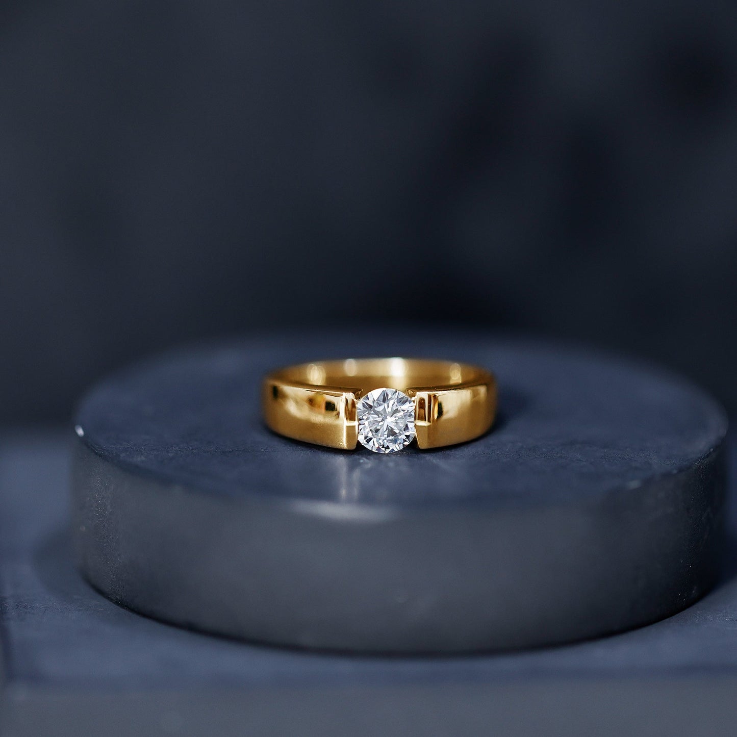 0.4 Carat Tension Mount Set Lab Grown Diamond Solitaire Band Ring