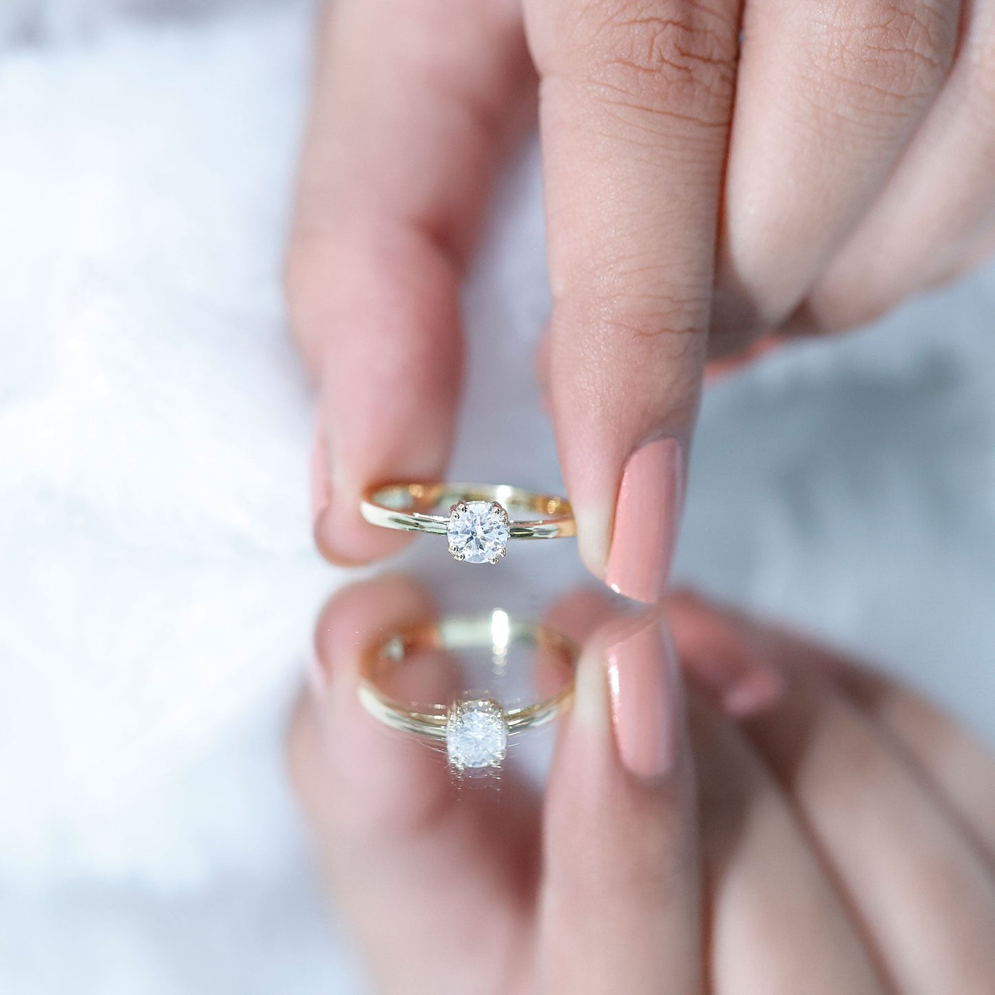 Certified 0.4 Carat Lab Grown Diamond Solitaire Promise Ring For Her