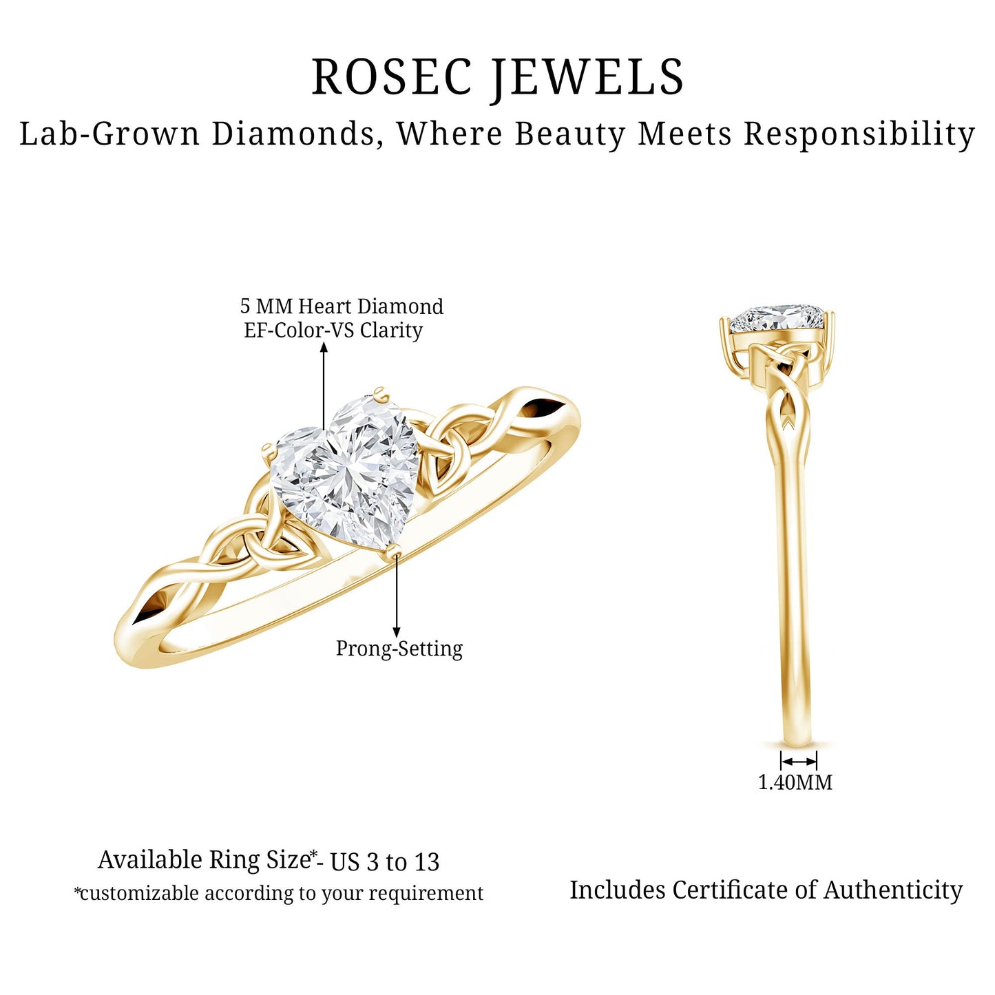 0.5 Carat Certified Lab Grown Diamond Heart Promise Ring