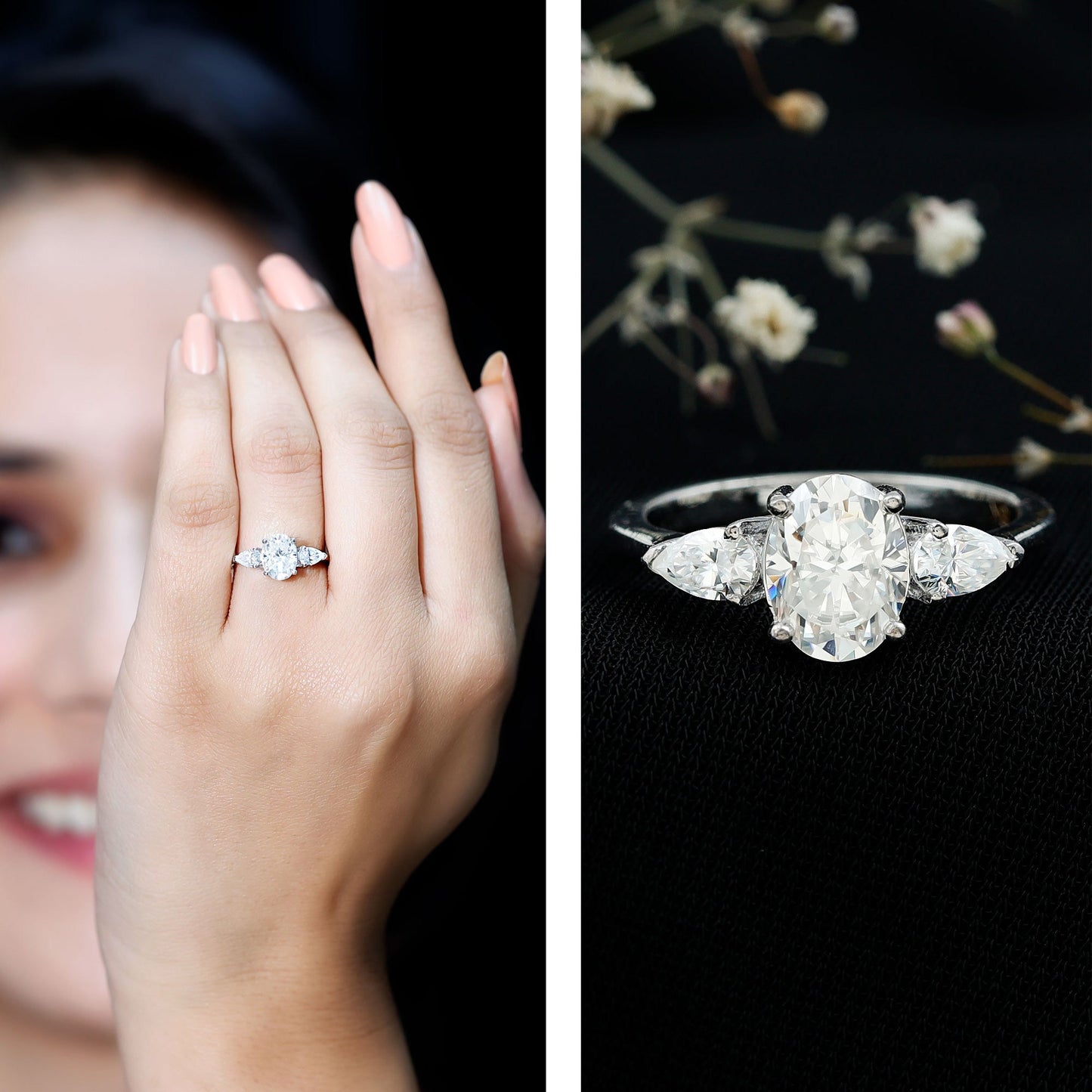 Lab Grown Diamond Past Present Future Engagement Ring For Women