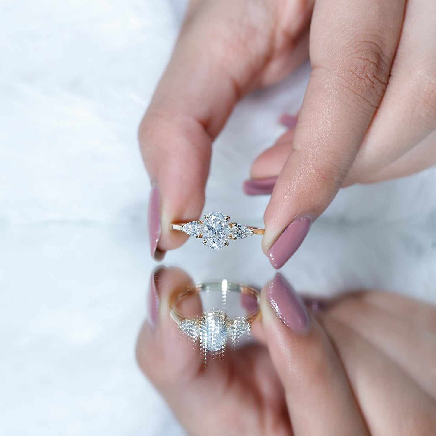 Lab Grown Diamond Past Present Future Engagement Ring For Women