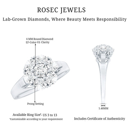 Certified Lab Grown Diamond Flower Engagement Ring