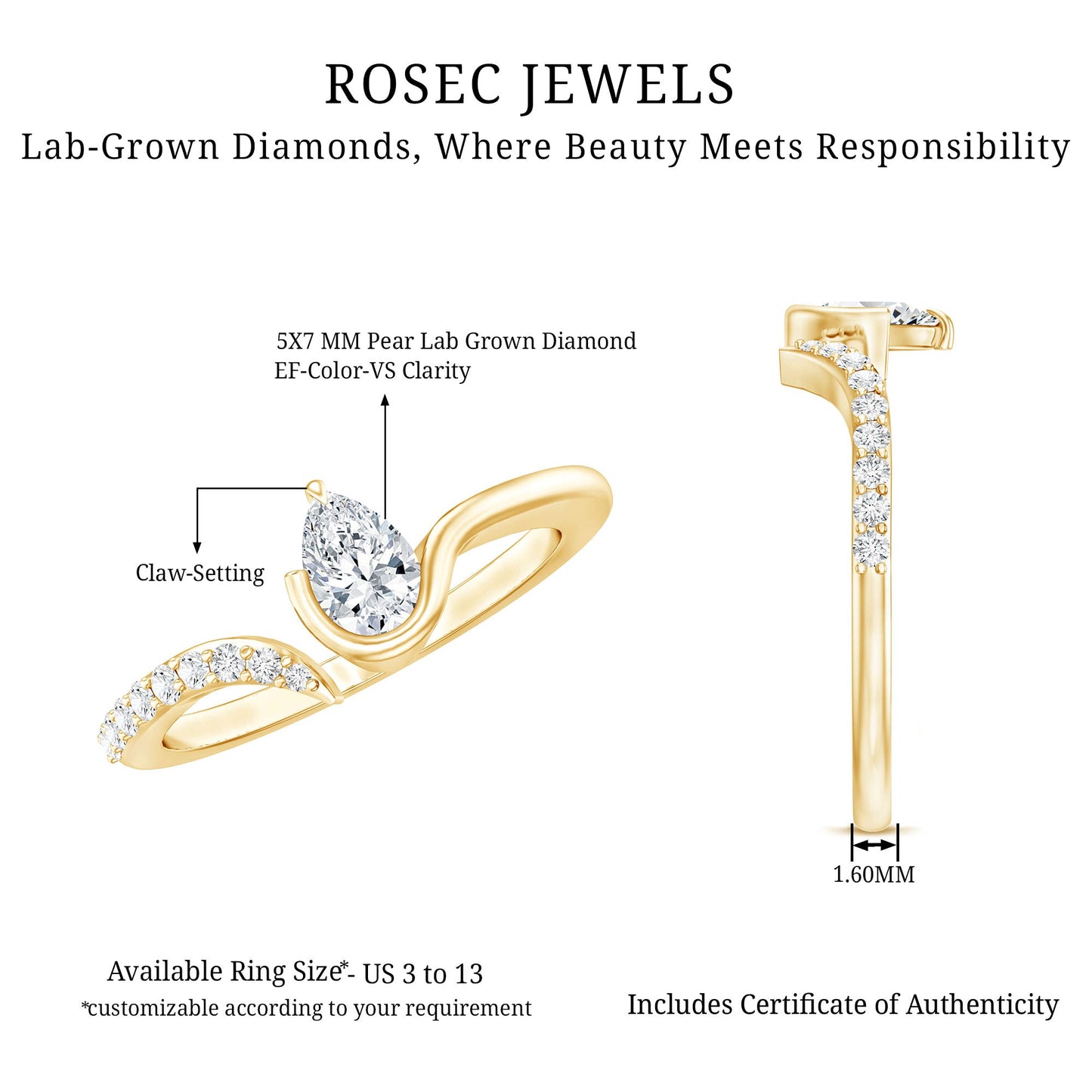 Certified Lab Grown Diamond Designer Promise Ring