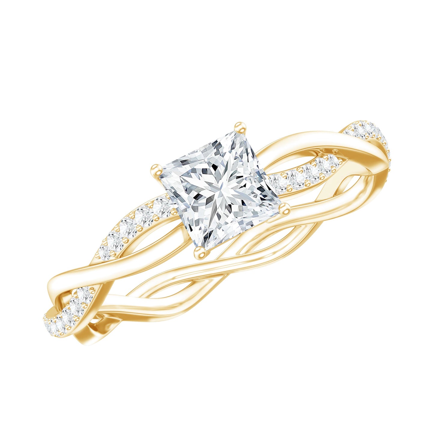 Certified 0.8 Carat Lab Grown Diamond Princess Cut Engagement Ring with Braided Band