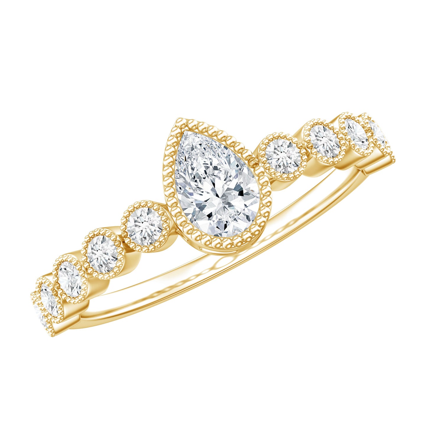 Lab Grown Diamond 0.6 Carat Pear Shaped Engagement Ring With Side Stones