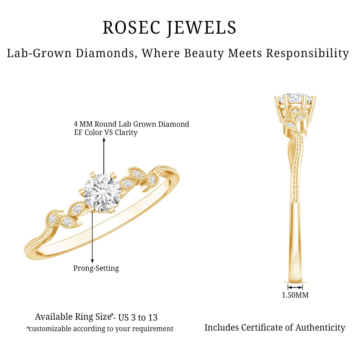 Certified Lab Grown Diamond Minimalist Promise Ring