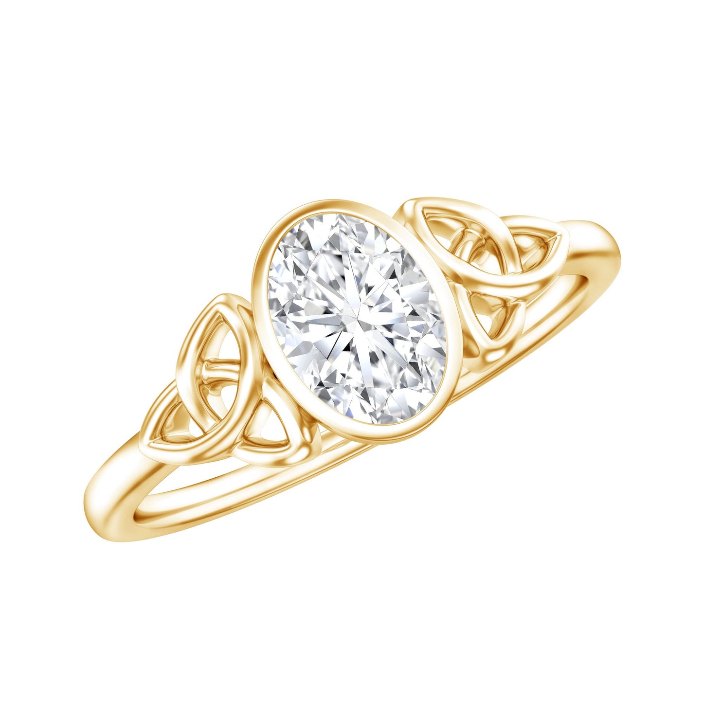 0.7 Carat Oval Lab Grown Diamond Celtic Knot Engagement Ring