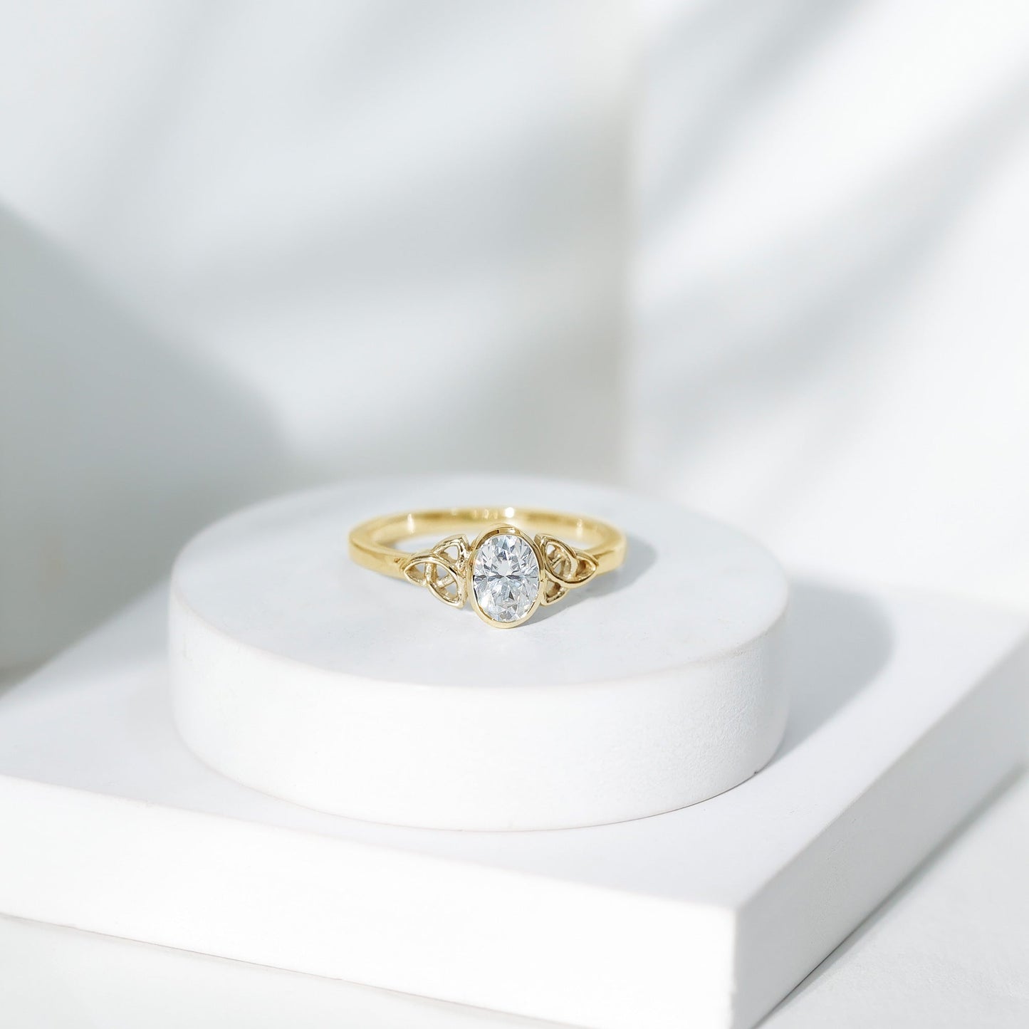 0.7 Carat Oval Lab Grown Diamond Celtic Knot Engagement Ring
