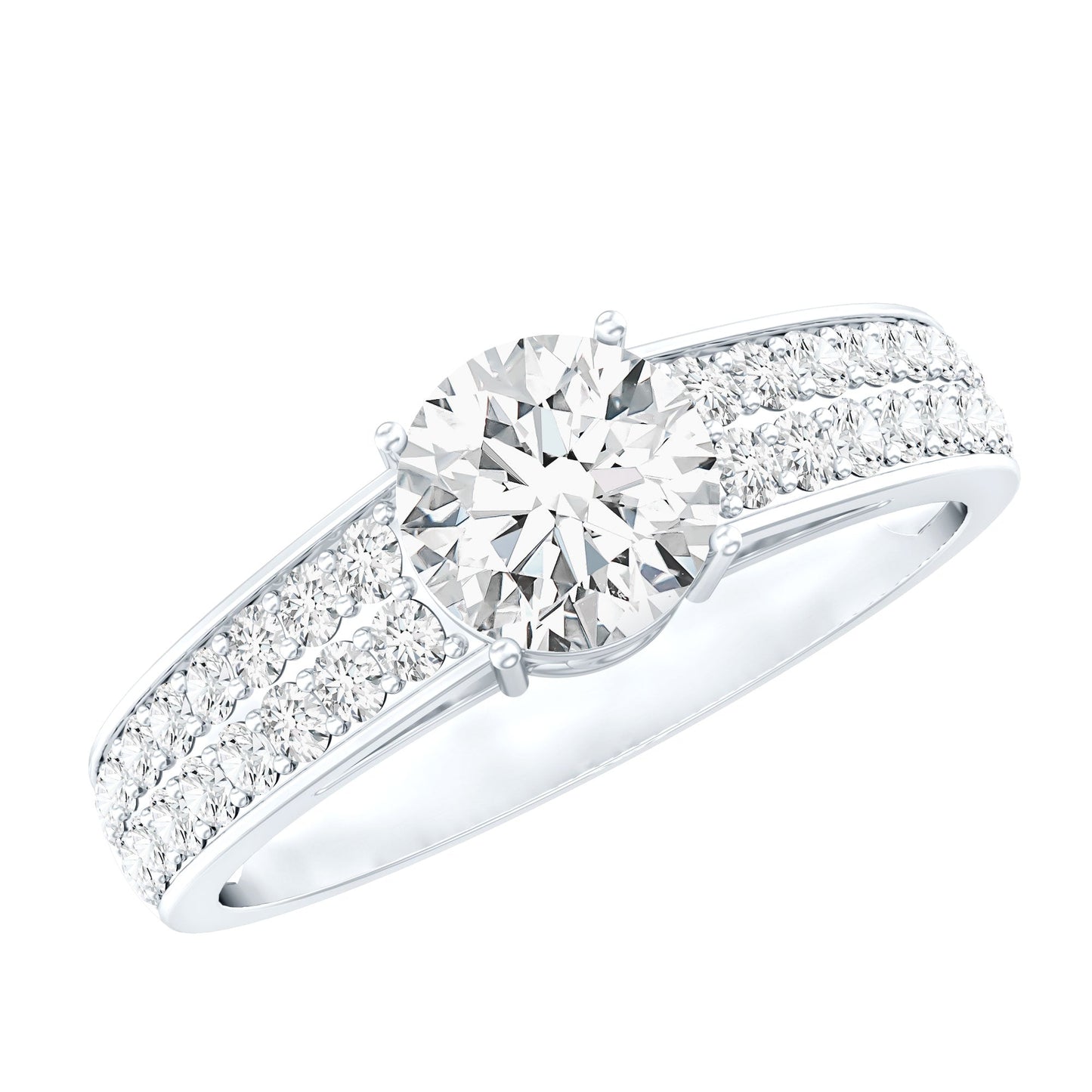 Certified 0.9 Carat Lab Grown Diamond Engagement Ring With Side Stones