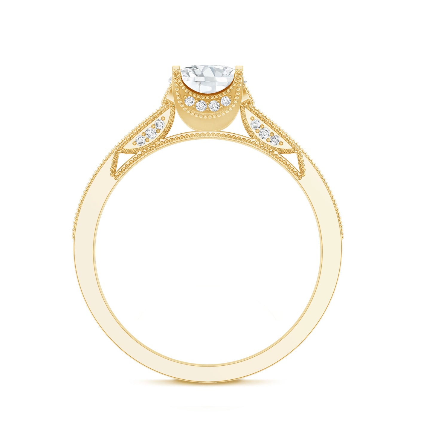 0.9 Carat Certified Lab Grown Diamond Round Engagement Ring With Side Stones