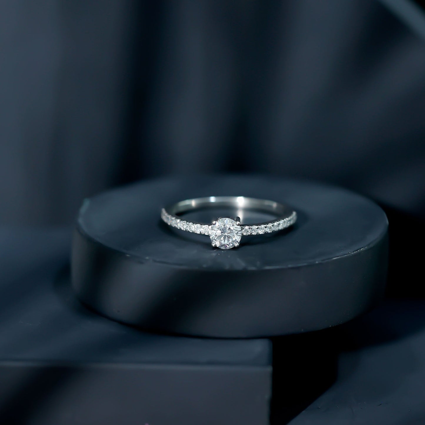 Certified 5 MM Lab Grown Diamond Engagement Ring With Side Stones