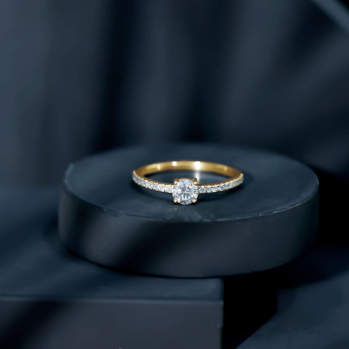 Certified 5 MM Lab Grown Diamond Engagement Ring With Side Stones