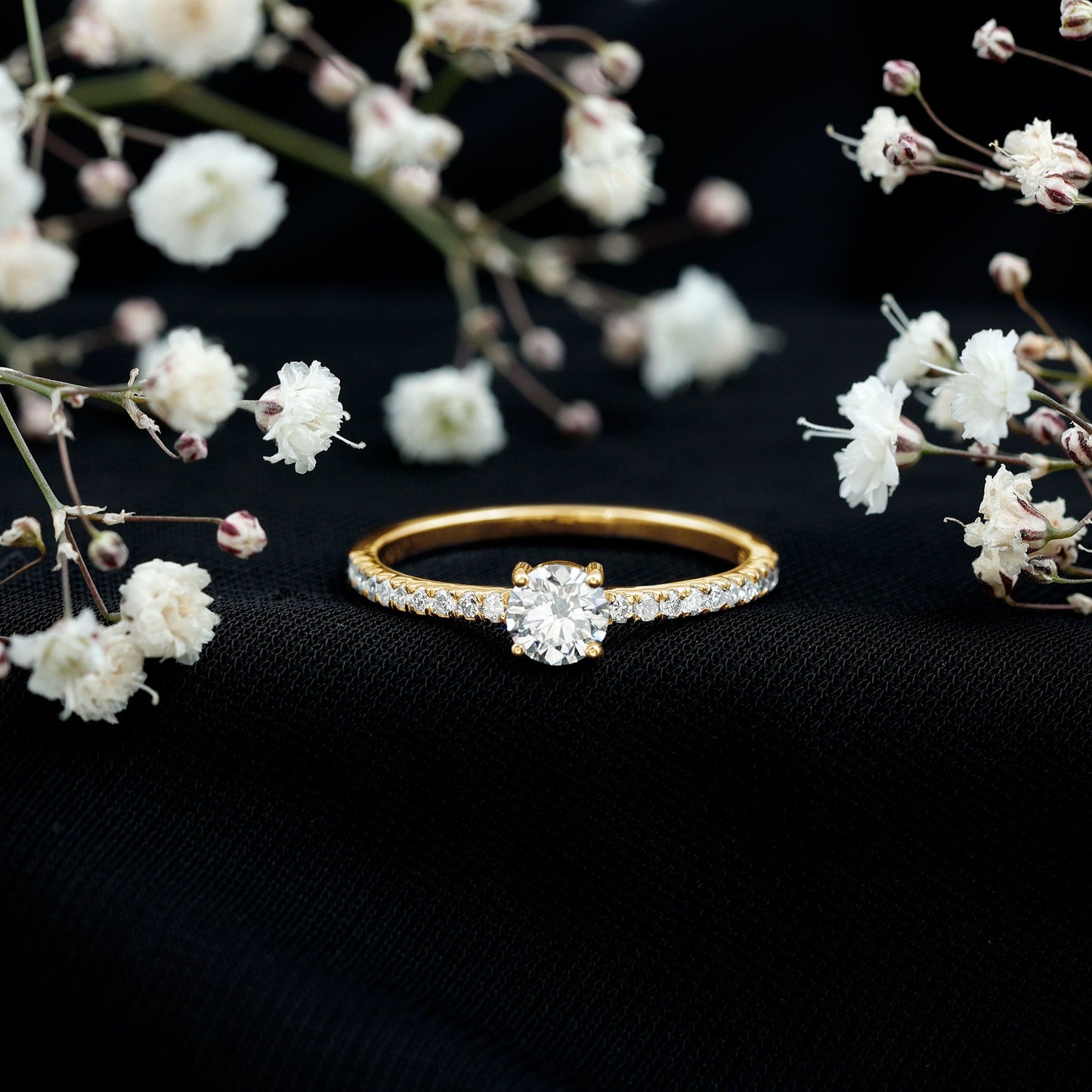 Certified 5 MM Lab Grown Diamond Engagement Ring With Side Stones