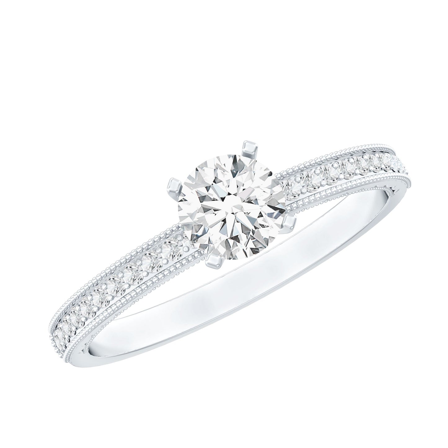 0.4 Carat Lab Grown Diamond Engagement Ring With Side Stones