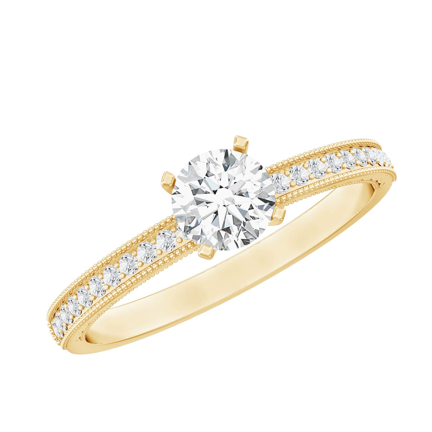 0.4 Carat Lab Grown Diamond Engagement Ring With Side Stones