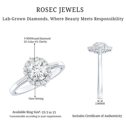 Classic Lab Grown Diamond Halo Engagement Ring