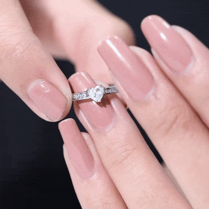 Lab Grown Diamond 0.5 Carat Heart Engagement Ring With Side Stones