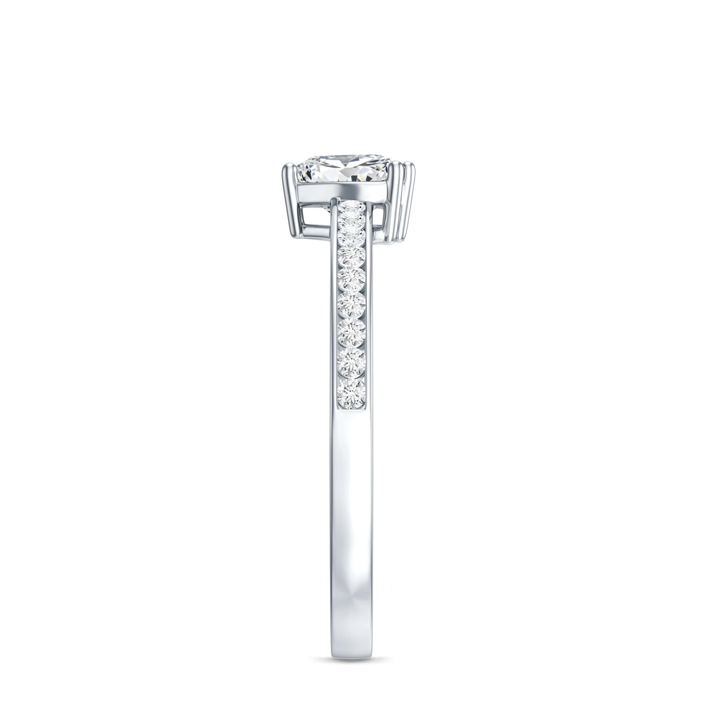 Lab Grown Diamond 0.5 Carat Heart Engagement Ring With Side Stones