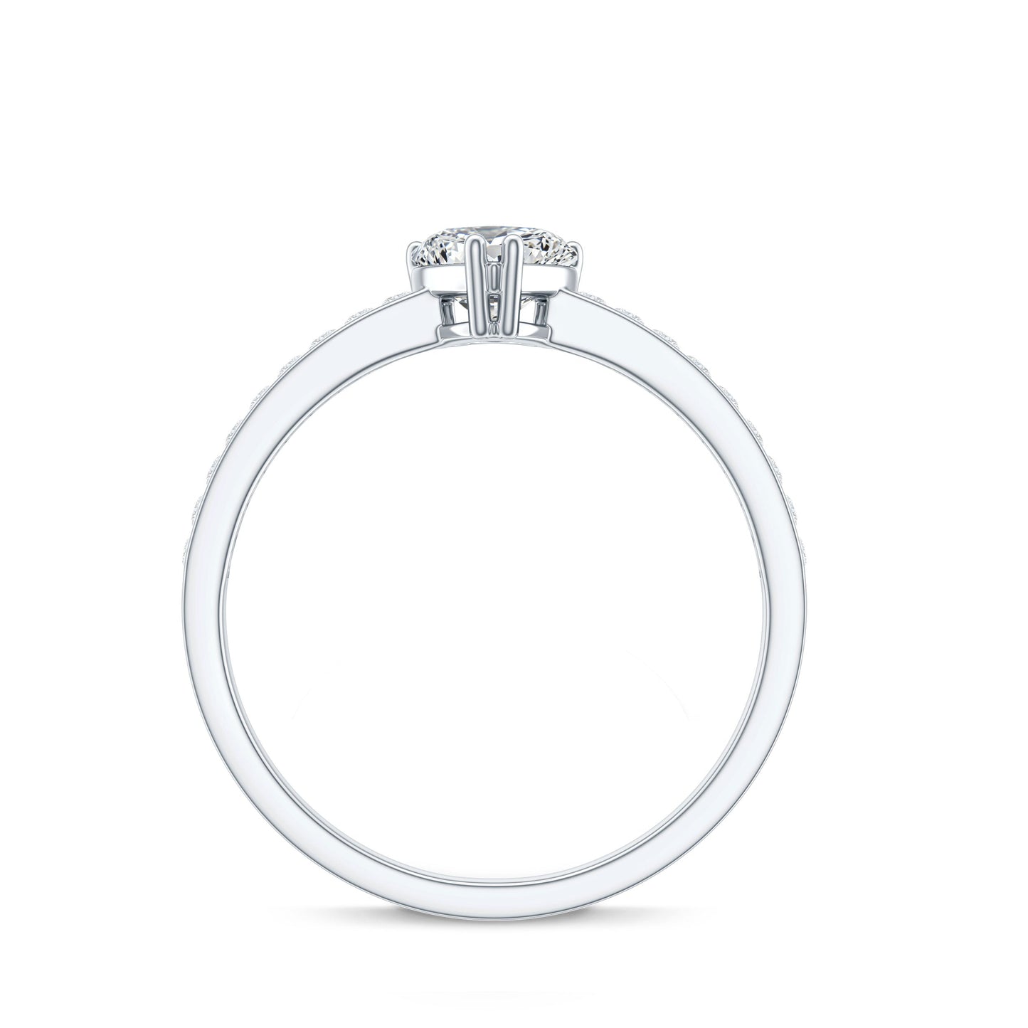 Lab Grown Diamond 0.5 Carat Heart Engagement Ring With Side Stones