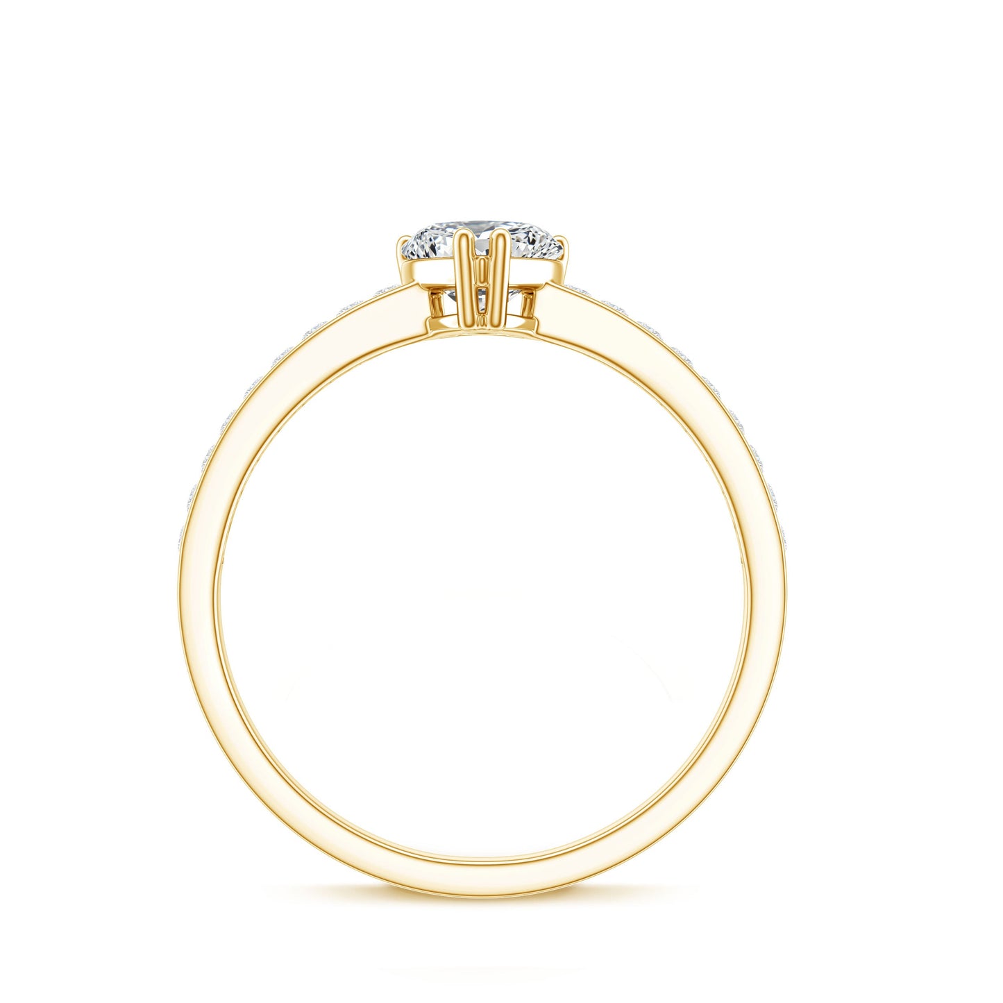 Lab Grown Diamond 0.5 Carat Heart Engagement Ring With Side Stones