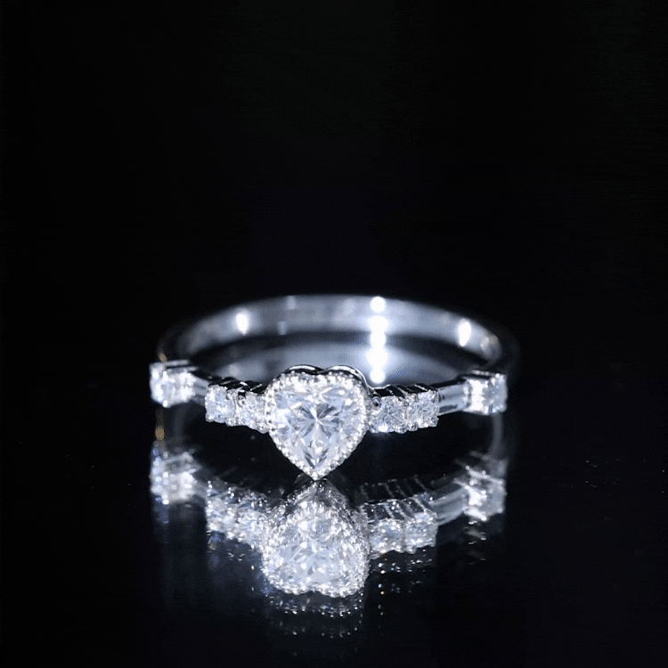 Bezel Set Lab Grown Diamond Heart Shaped Engagement Ring