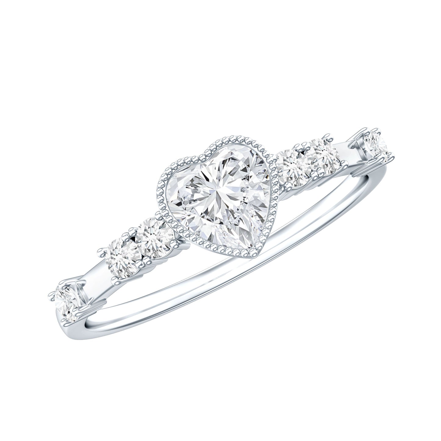 Bezel Set Lab Grown Diamond Heart Shaped Engagement Ring