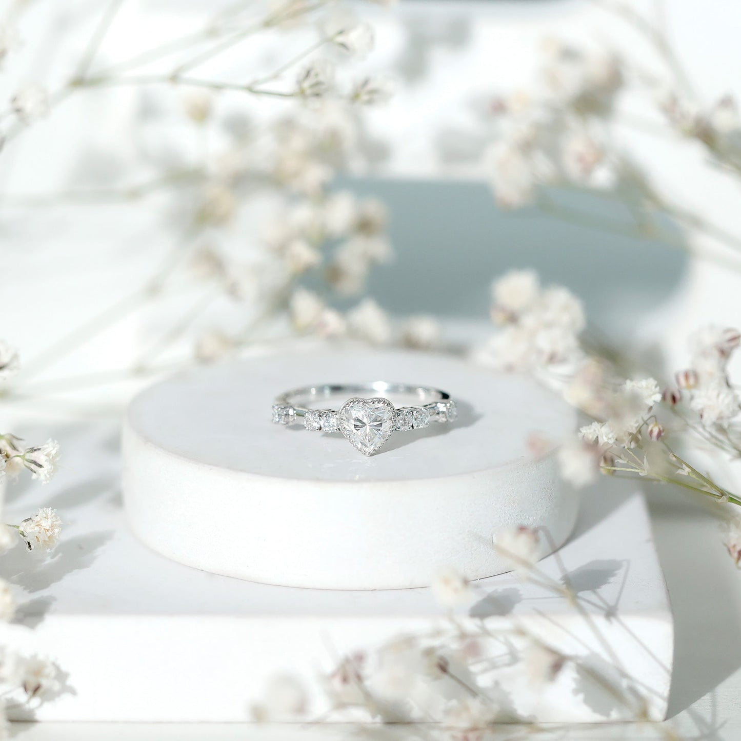 Bezel Set Lab Grown Diamond Heart Shaped Engagement Ring