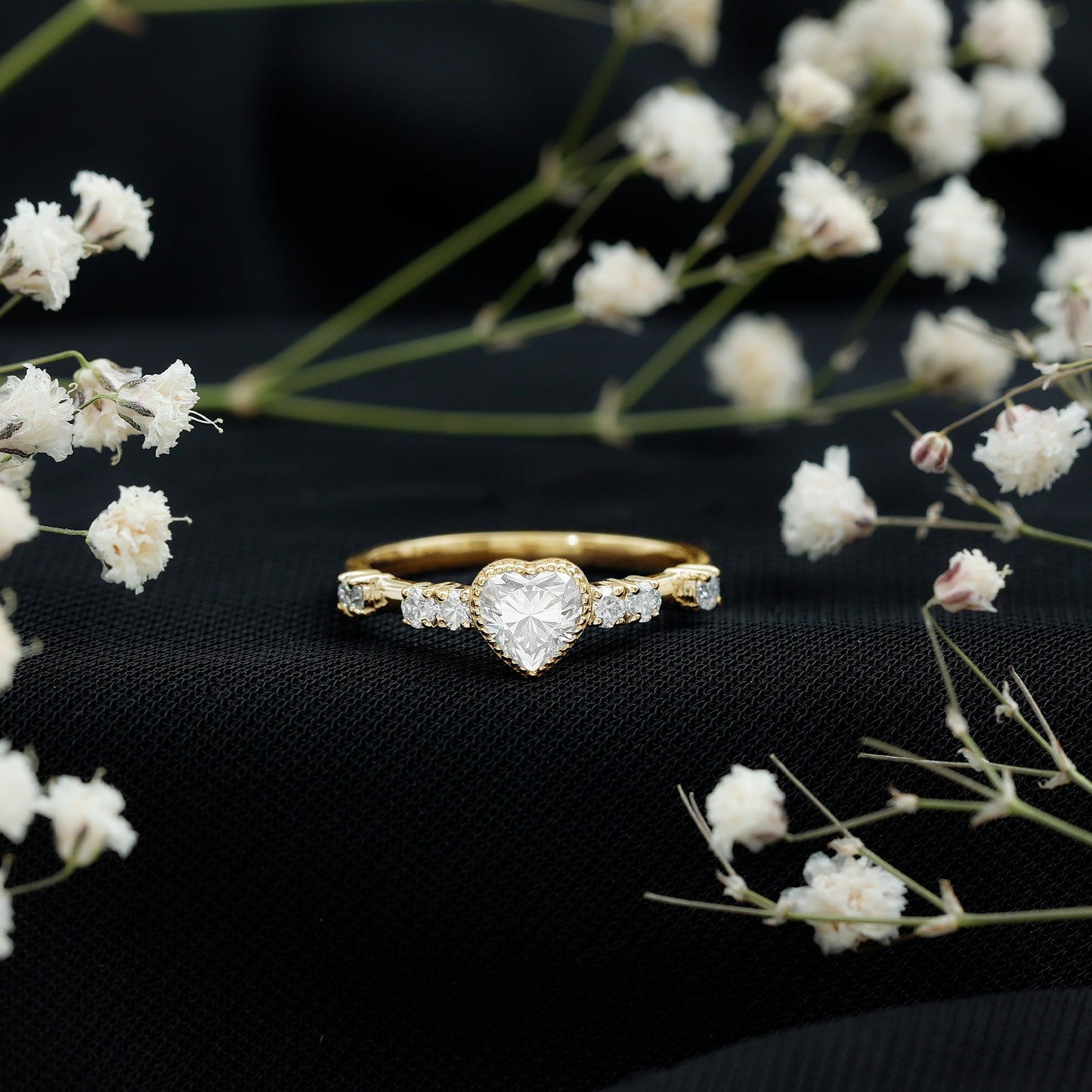 Bezel Set Lab Grown Diamond Heart Shaped Engagement Ring