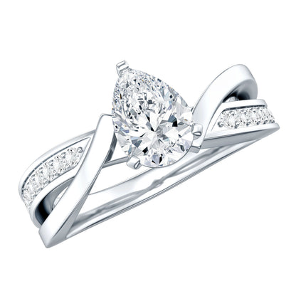 Certified 0.6 Carat Lab Grown Diamond Pear Shaped Engagement Ring