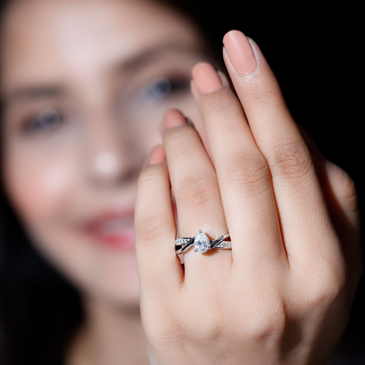 Certified 0.6 Carat Lab Grown Diamond Pear Shaped Engagement Ring
