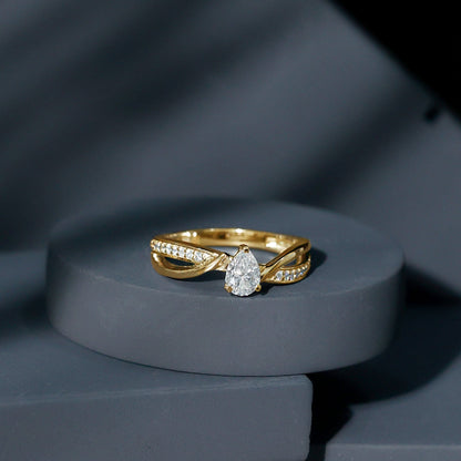 Certified 0.6 Carat Lab Grown Diamond Pear Shaped Engagement Ring