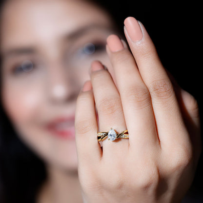 Certified 0.6 Carat Lab Grown Diamond Pear Shaped Engagement Ring