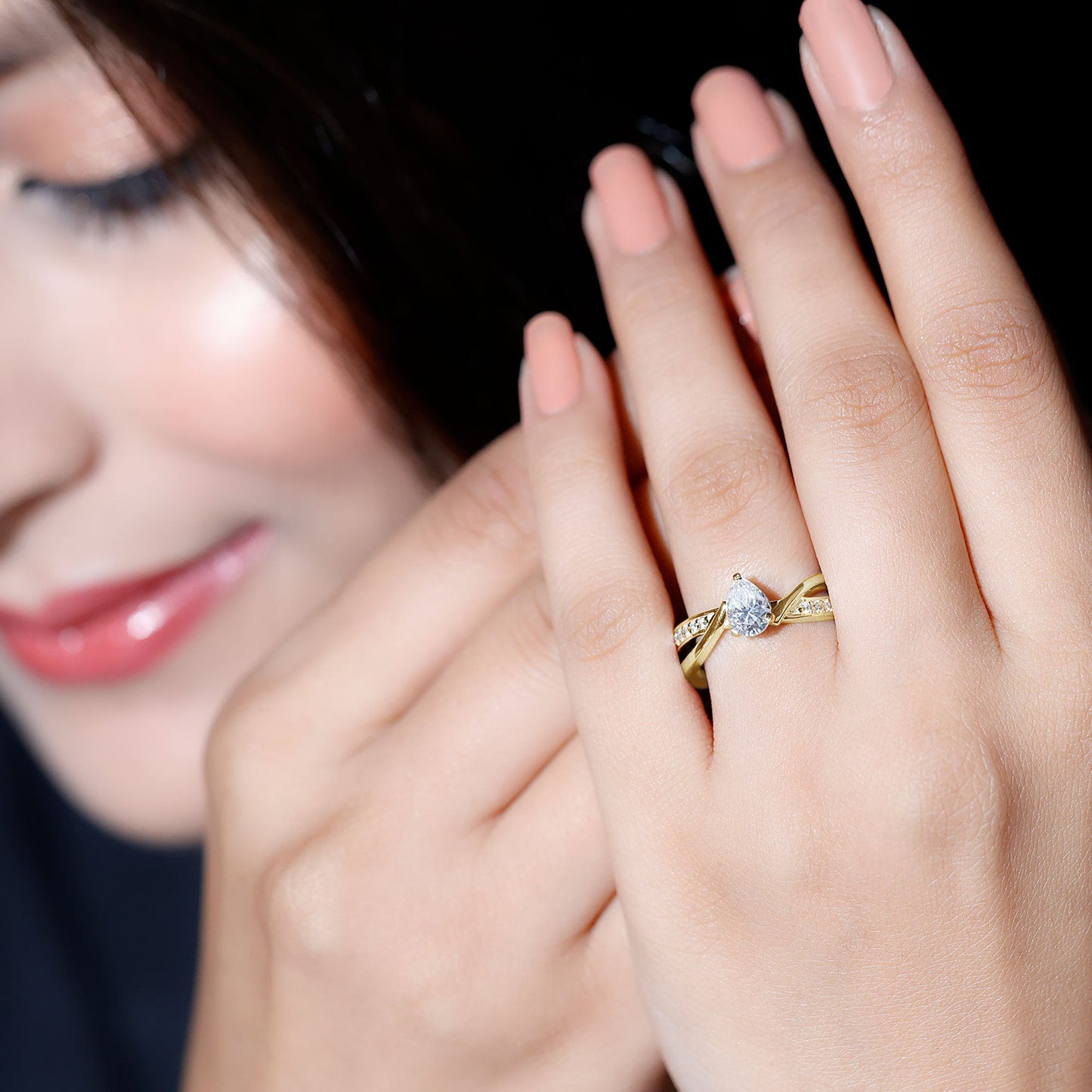 Certified 0.6 Carat Lab Grown Diamond Pear Shaped Engagement Ring