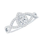 Lab Grown Diamond Teardrop Halo Engagement Ring For Women
