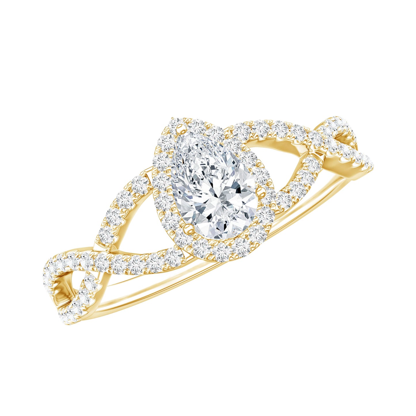 Lab Grown Diamond Teardrop Halo Engagement Ring For Women