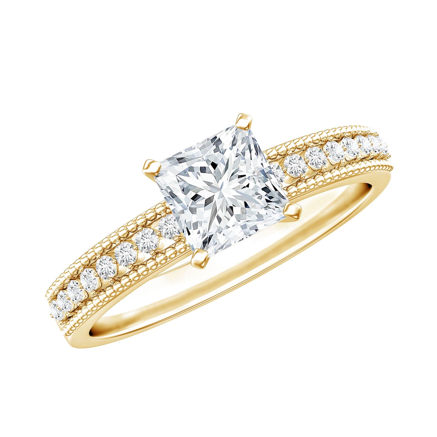 Certified 0.8 Carat Lab Grown Diamond Princess Cut Engagement Ring For Women