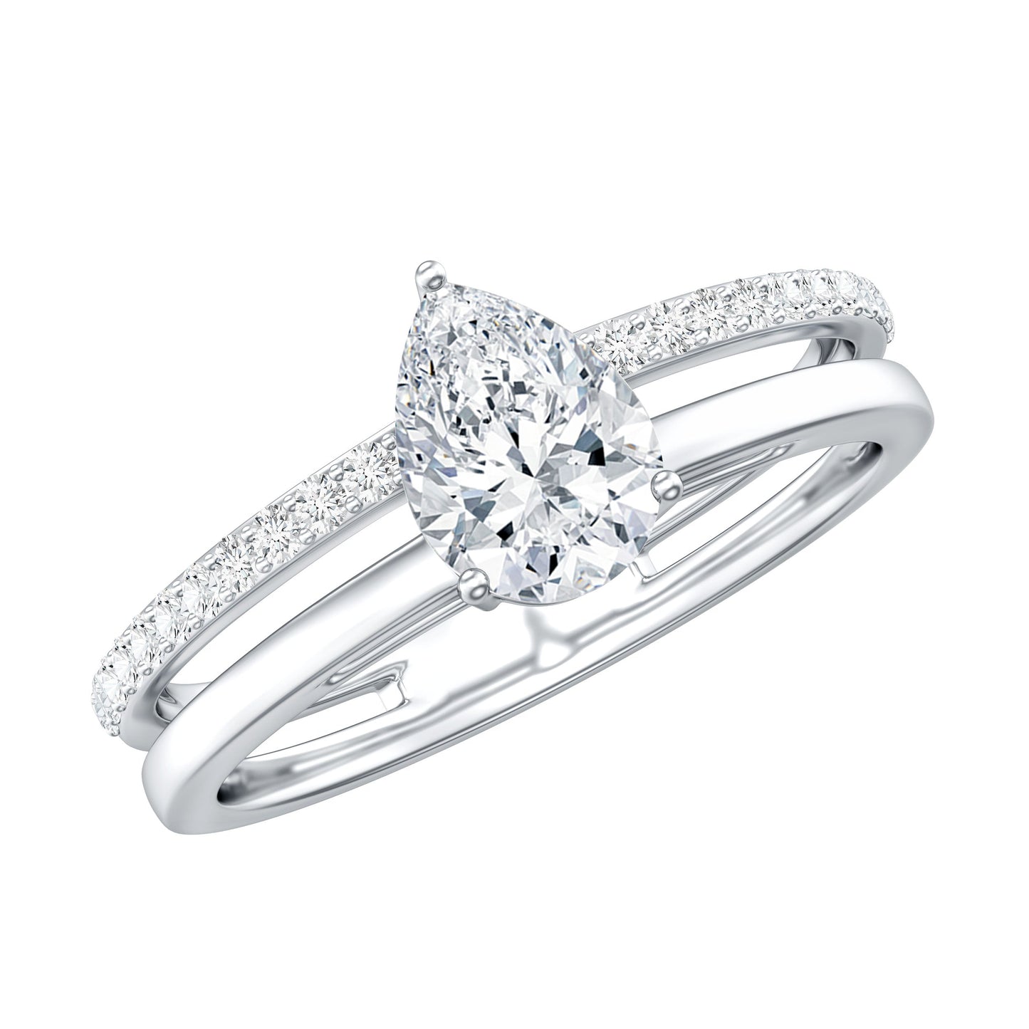 Lab Grown Diamond Pear Shaped Solitaire Engagement Ring