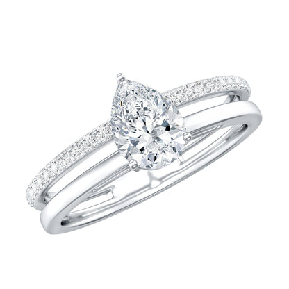 Lab Grown Diamond Pear Shaped Solitaire Engagement Ring