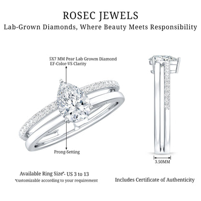 Lab Grown Diamond Pear Shaped Solitaire Engagement Ring