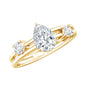 Lab Grown Diamond 0.6 Carat Teardrop Double Band Engagement Ring