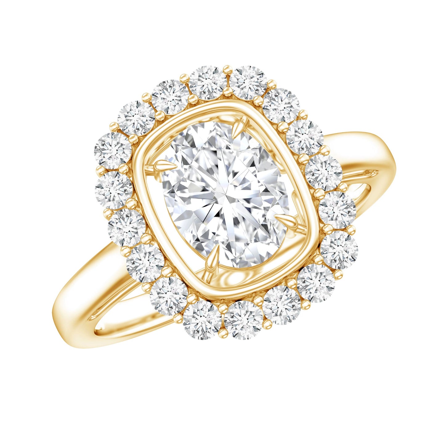 Certified 1.2 Carat Oval Lab Grown Diamond Halo Engagement Ring