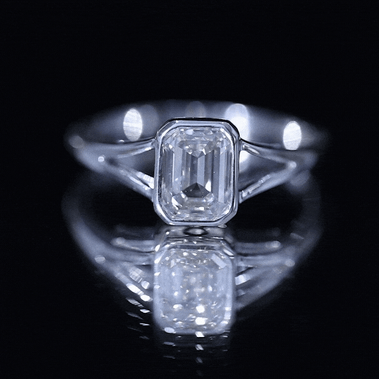 Certified 1.87 Carat Lab Grown Diamond Emerald Cut Engagement Ring