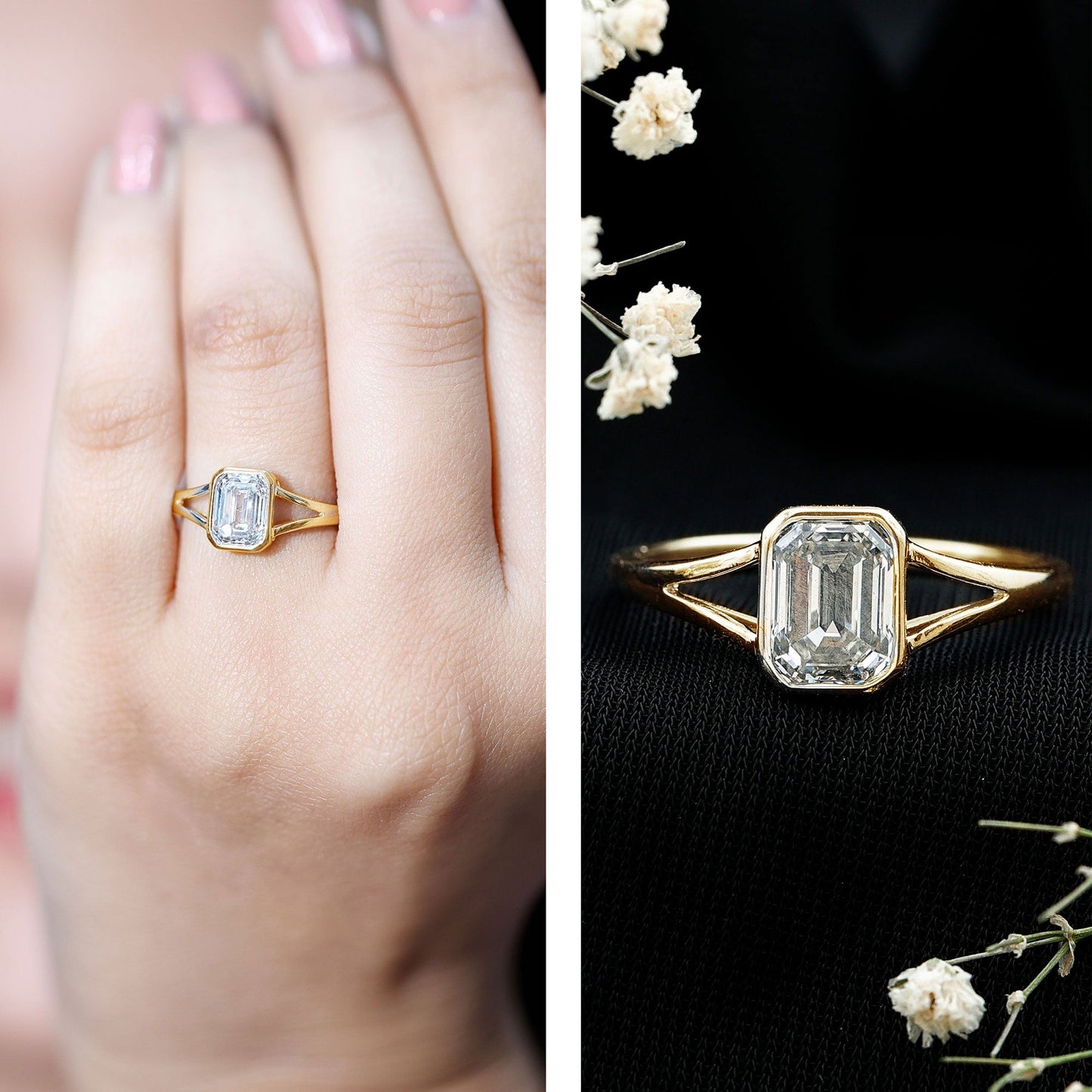 Certified 1.87 Carat Lab Grown Diamond Emerald Cut Engagement Ring