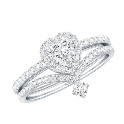 Certified 0.5 Carat Lab Grown Diamond Heart Bridal Ring Set